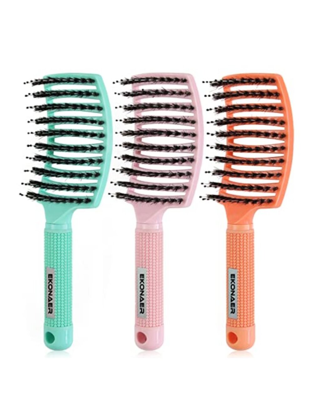 Boar Bristle Detangling Hair Brush Set Vented Curved Quick Dry